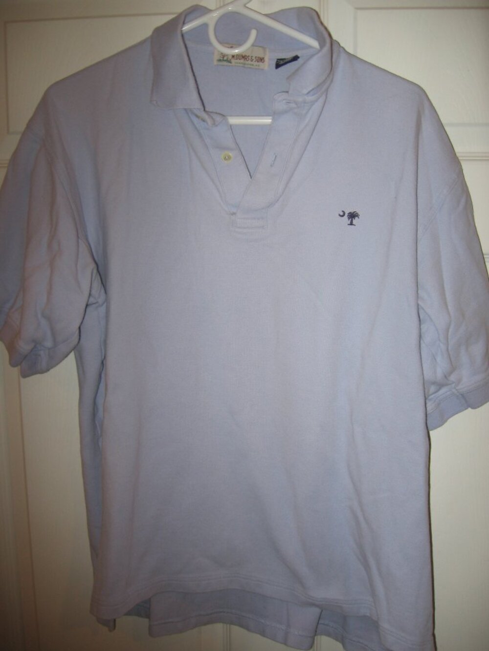 M. Dumas & Sons Polo Shirt Men's Size Large Light Blue SC Palmetto Logo